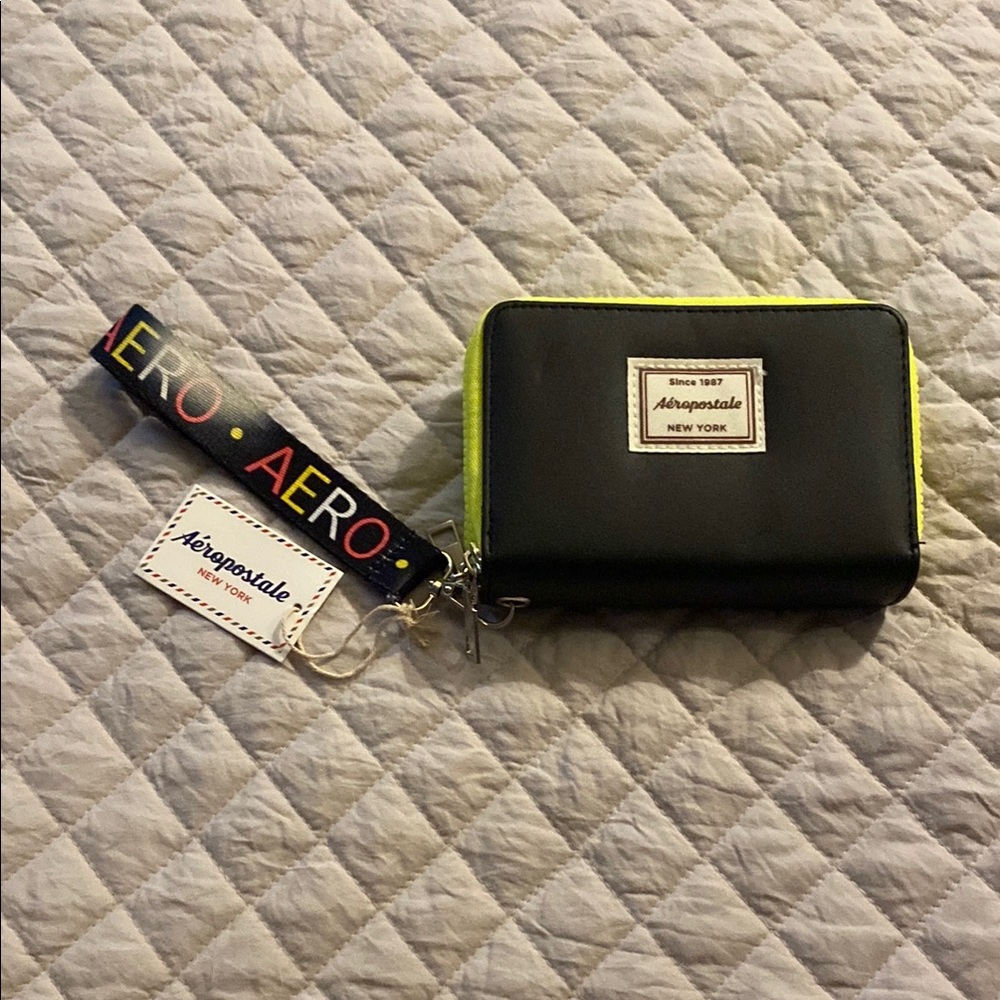 Aeropostale Black and Green Clutch Wristlet